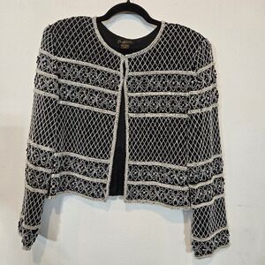 Vintage Mary McFadden Beaded Silk Jacket NWT Size Medium - minor beading issues